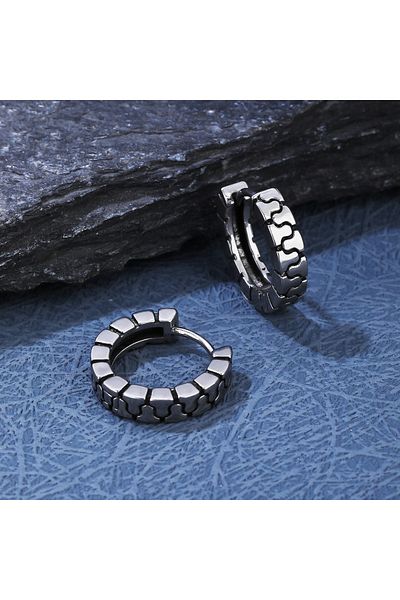 Viking Mechanical Gear Design Wheel Ring Classic Stainless & Tarnish Resistant 316L Steel Unisex Earring - Large Size