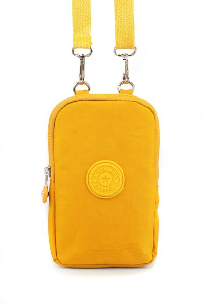 İMAKS Krinkıl / Klinkır Imported Waterproof Fabric Mobile Phone Carrying Bag with Shoulder Strap Mustard Yellow 226