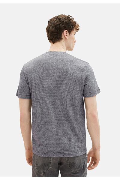 Tom Tailor T-Shirt gestreiftes Kurzarmshirt mit Rundhalsausschnitt und Foto-Print