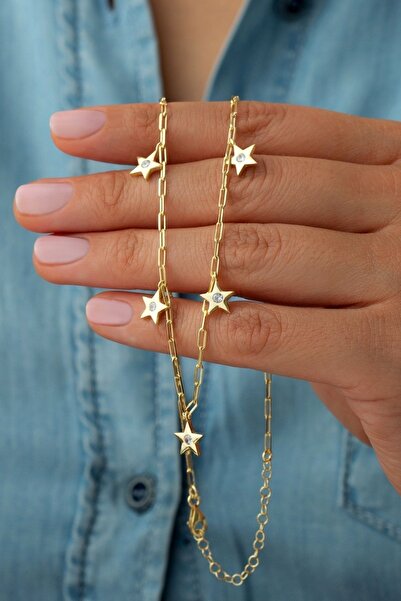 Silvano Jewelry 925 Ayar Gümüş Ataç Zincir Yıldızlı Kolye