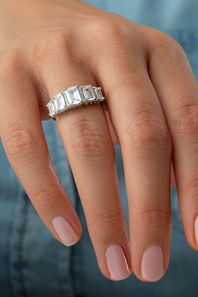 Silvano Jewelry 925 Ayar Gümüş Beştaş Elegant Yüzük