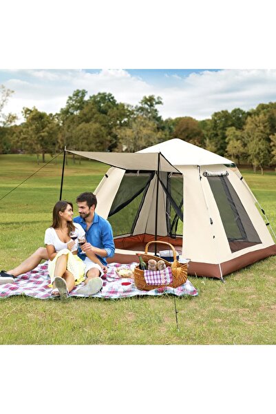 Brawi Tam Otamatik Tenteli 4 Kişilik Kamp Çadırı Portatif Anti-uv Yağmur Geçirmez Kolay Ölçü 215x215x145