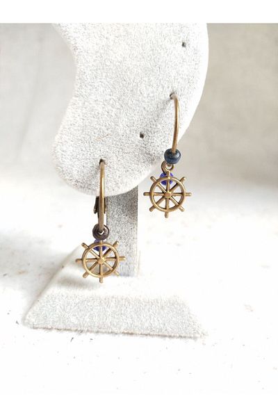 Fugusugu Sailor Rudder Copper Dangle Earrings