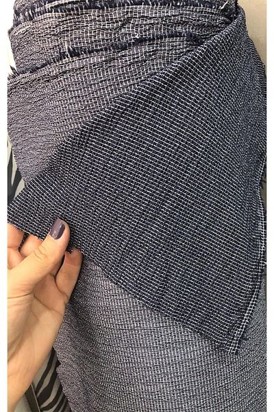 turkanlarhome Πλεκτό ύφασμα με κουλουριά Lycra Double En Navy Blue Color (Crop-blouse-pants-dress Etc)