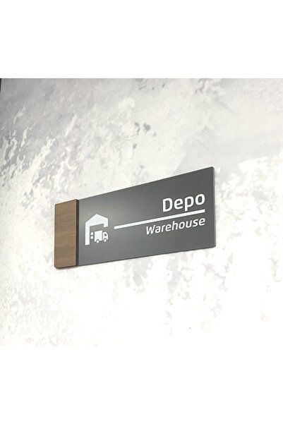 Dekokonsept Wooden Serisi (DEPO) Ofis Oda Kapı Isimliği Yönlendirme Tabelası