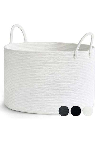 MaVaux Clover 40-30 Βαμβακερή λαβή από γιούτα Ψάθινο καλάθι παιχνιδιών