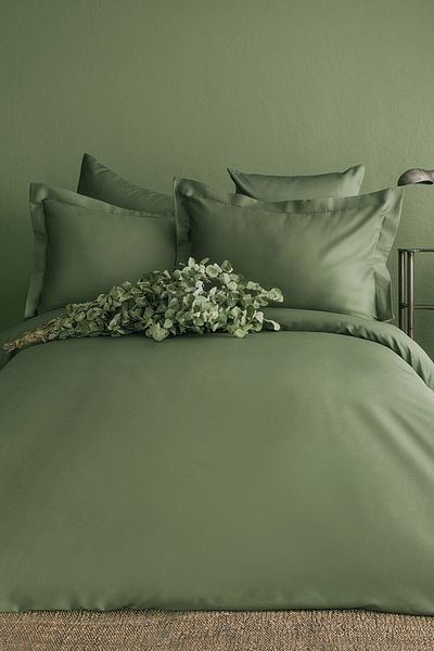 İssimo Home Σετ παπλωματοθήκη Simply Forest Green Διπλό 100% βαμβακερό σατέν