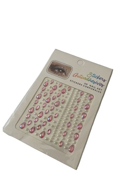 ECE KOZMETİK Festival Kristal Yüz Taşı Kendinden Yapışkanlı - Face Sticker - Hologram Vücut Ve Yüz Taşı Pembe