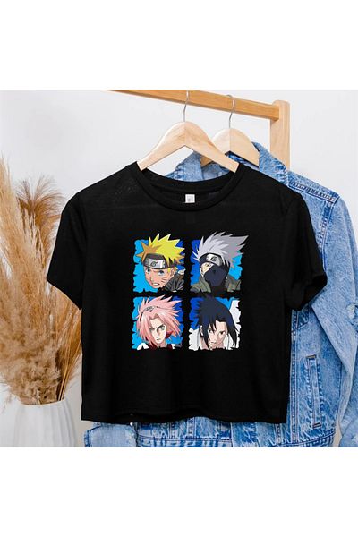 Touz Eyl Anime Naruto Printed Black Crop
