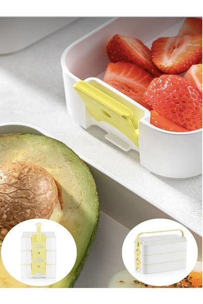 M Mimoza Park 3 Layer Portable Food Container – Lunch Box Diet Nutrition Storage Container with Fork and Spoon