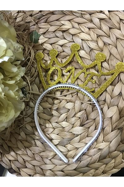 Deniz Party Store GOLD ONE 1 YEAR OLD EVA SILVERY BIRTHDAY CROWN 1 PIECE