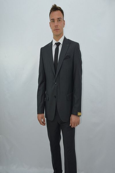 Presto Men's Slimfit Suit with Vest 6 Drop Smoke-583-090