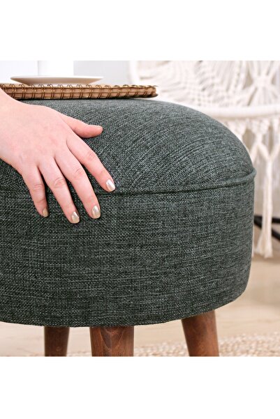 Lorencehome Deff Puf - Gri Yeşil