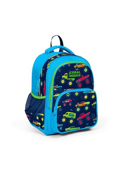 Coral High SET de 3 genți de școală cu model Monster Truck pentru copii, albastru bleumarin 0123406