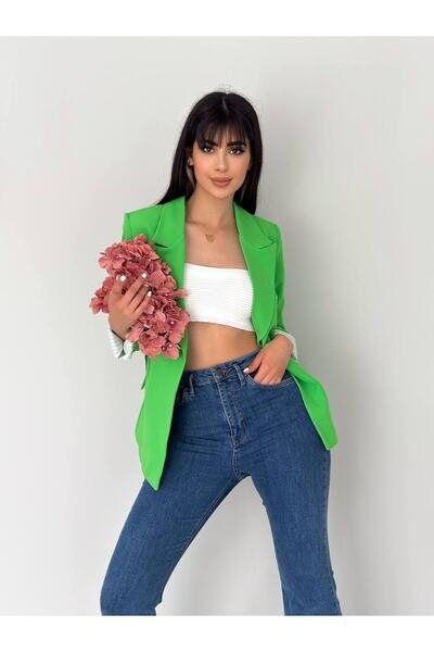 han fashion Sako s dvouřadým límcem bez knoflíků a skládacím rukávem