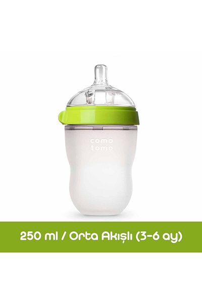 comotomo Natural Feel Baby Bottle – 250ml, Green,pack Of 2 – Soft, Anti-colic, Bpa Free