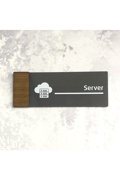 Dekokonsept Wooden Serisi (SERVER) Ofis Oda Kapı İsimliği Yönlendirme Tabelası