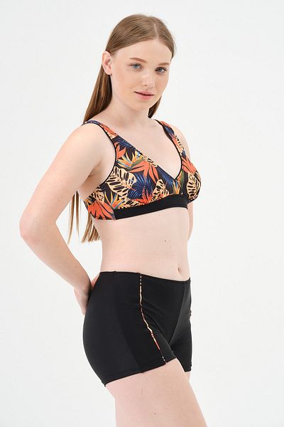 vawensea Women's Colorful Patterned Double Breasted Bikini Set Orange (WIDE SIZE RANGE)