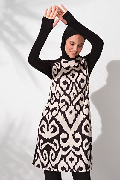 Pierre Cardin Uzun Kollu Desenli Tesettür Mayo PC231918