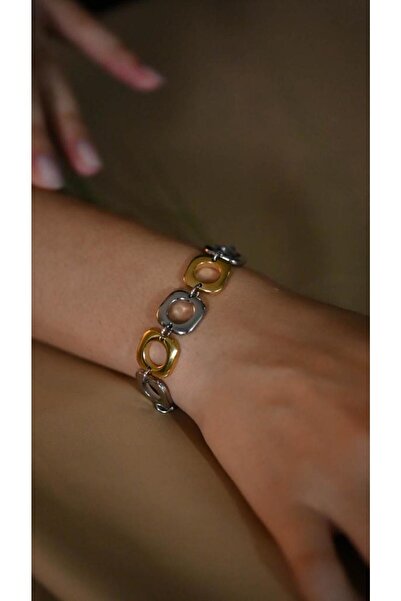 TÜKKAN ACCESSORİES ÖZEL SERİ GOLD/GÜMÜŞ MİKRON KAPLAMA KARE DETAY KARARMAZ TA...
