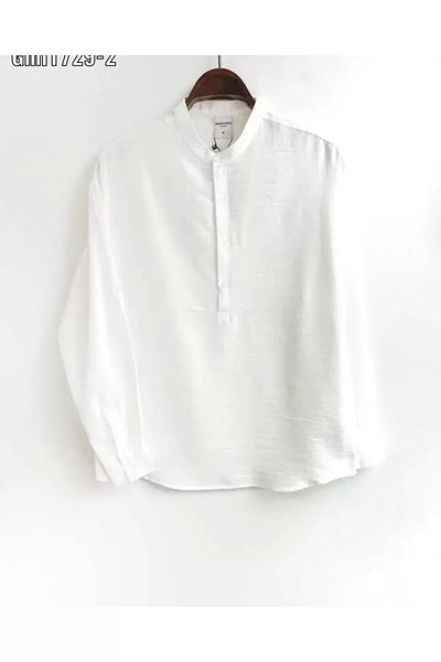 KUN SPORTSWEAR Special Design Linen Oversize Shirt - Judge Collar Model