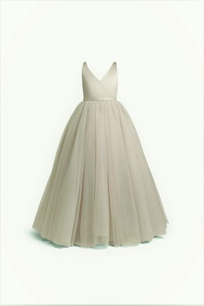 nsmkidslife Girl's Ecru Simple Stylish Birthday Party Graduation Evening Dress