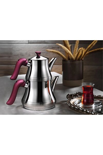 Yıldız çelik Naz Soft Kulp Çelik Çaydanlık Orta Boy