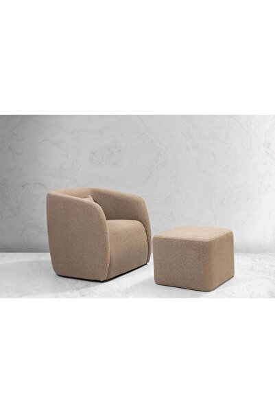 hoom concept ARYA TEDDY BERJER VE PUF SETİ, KAHVERENGİ