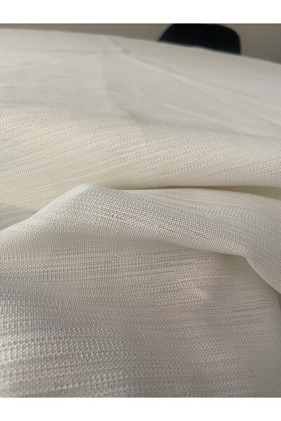 Zeren Home Keten Dokulu Yuvarlak Simli Masa Örtüsü Krem 160Cm