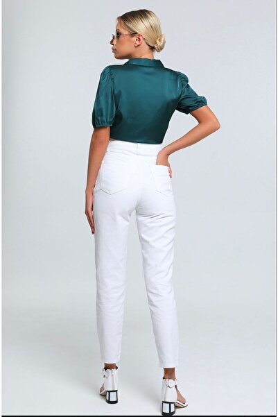 LAMİRAMOOD White Mom Boyfriend Jeans High Waist Stretchy Jeans