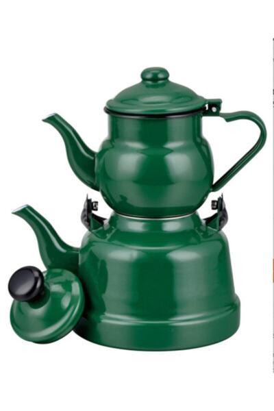 Genel Markalar Mass Emaye Nostaljik Orta Boy Çaydanlık Takımı - Yeşil