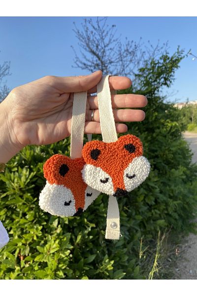 MİNAHOBİ Punch Embroidery Pacifier Chain and Teether