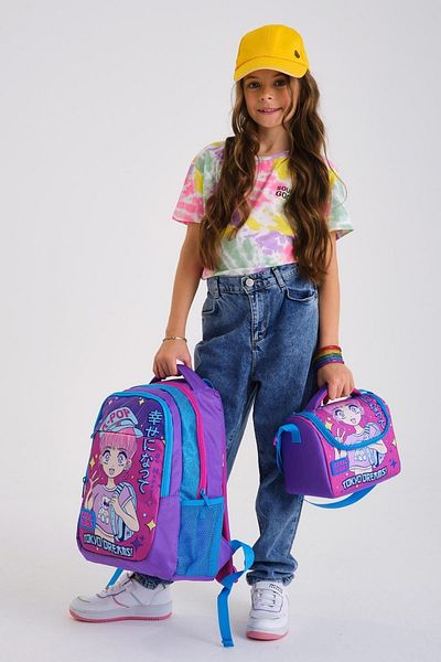Coral High Set de geanți de școală pentru copii, violet, roz, albastru, strălucitor, cu model K-Pop, 3 piese SET0114403