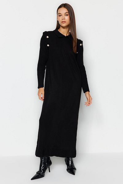 Trendyol Modest Μαύρο φόρεμα με μακρύ πλεκτό κανονικό κόψιμο TCTAW24EB00031