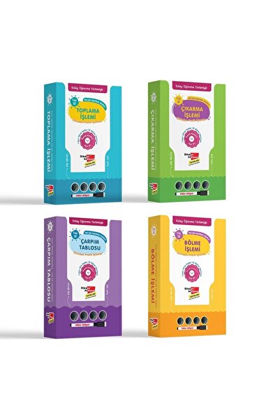 dikkat4 Kolay Öğrenme Yöntemiyle Yaz Sil Toplama, Çıkarma, Bölme ve Çarpma 4'lü Set