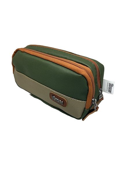 Brons Makeup Bag Double Compartment (green/orange)