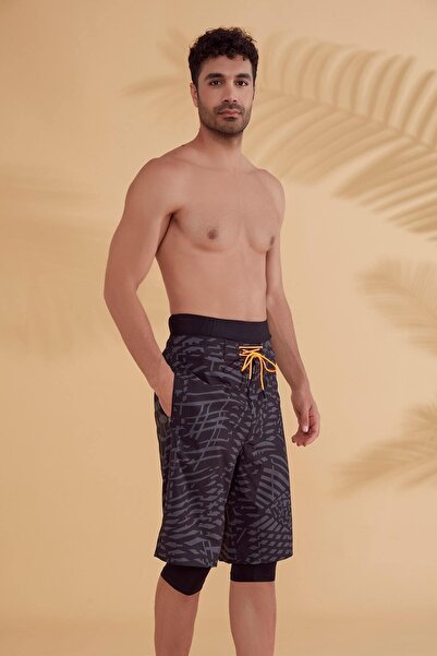 Marina Siyah Desenli Erkek Şort S2355