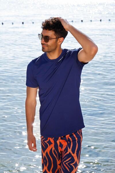 Marina Navy Blue Men's Swimming T-Shirt T2343