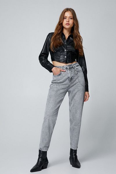Koton Women's High Waist Denim Trousers Lightweight Skinny Leg - Mom Jeans 4WAL40063MD