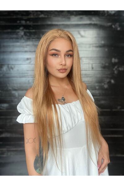 Suzan Peruk Uzun Düz Medikal Gerçek saç Tül peruk Kestane