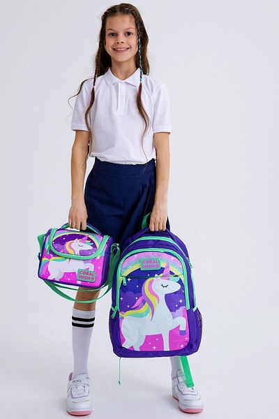 Coral High Set de geanți de școală pentru copii, mov, apă, verde, cu model, 3 piese, SET0114376