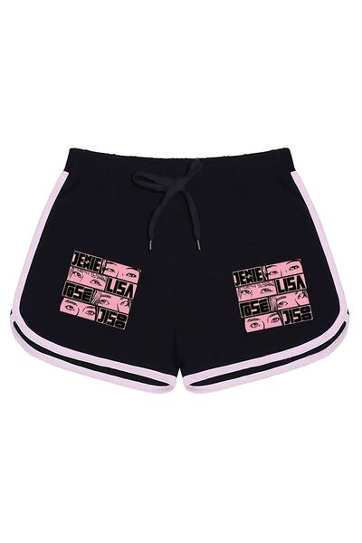 MECH BUTİK Μαύρο σορτς με στάμπα Blackpink Member Eye