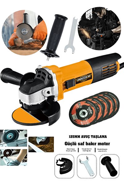 DOZZER Alman 1800 Watt Bakır Sargılı Isınmaz Motor 125 Mm Demir Metal Kesme Sprial Taşlama Makinası 5taş