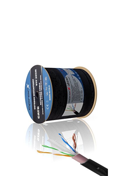 APRONX 305 Metre Cat6 23awg Cat6 Kablo Outdoor Siyah Dış Mekan Cat6 Utp Kablo Zırhlı Cat6 Kablosu
