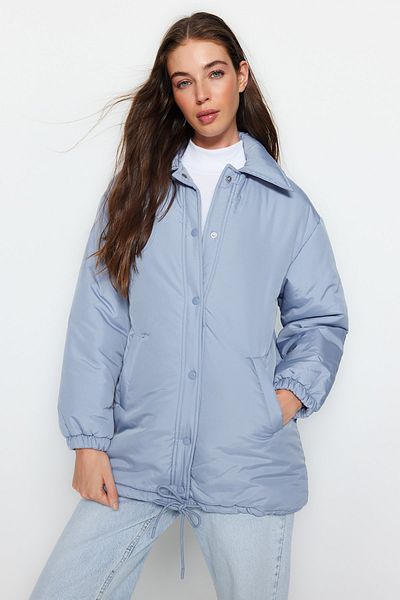 Trendyol Collection Palton matlasat albastru hidrofug - Regular Fit TWOAW24MO00033