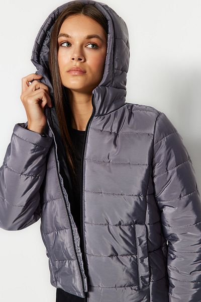 Trendyol Collection Gray Fitted Hooded Water Repellent Quilted Puffer Jacket TWOAW24MO00175