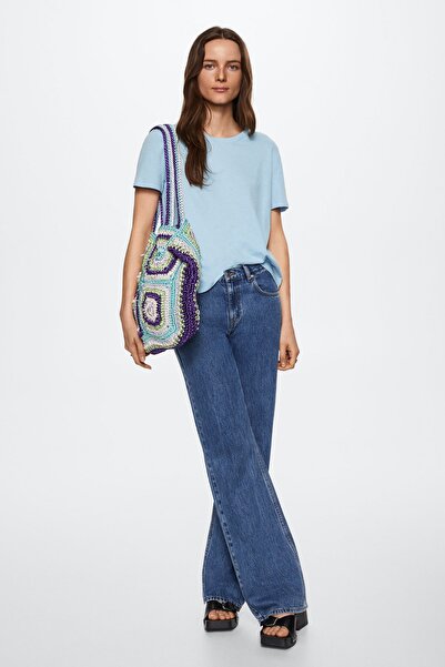 MANGO Woman Tricou albastru pentru femei 37050480