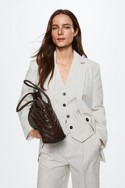 MANGO Ecru Women's Blazer Jacket 37091293