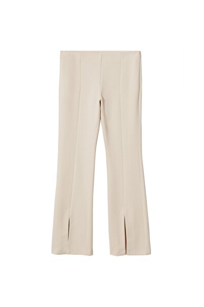 MANGO Ekru Kadın Pantolon 37053843