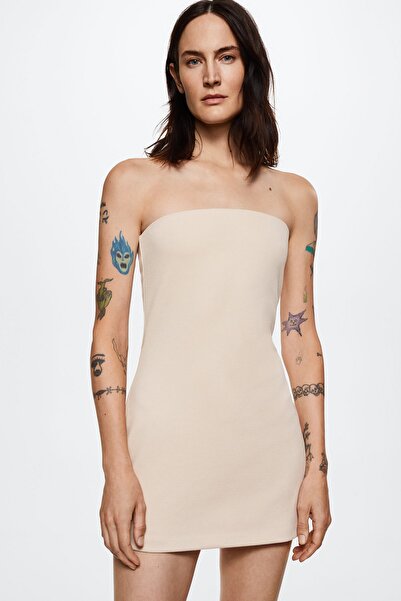 MANGO Woman Ekru Kadın Elbise 37063843